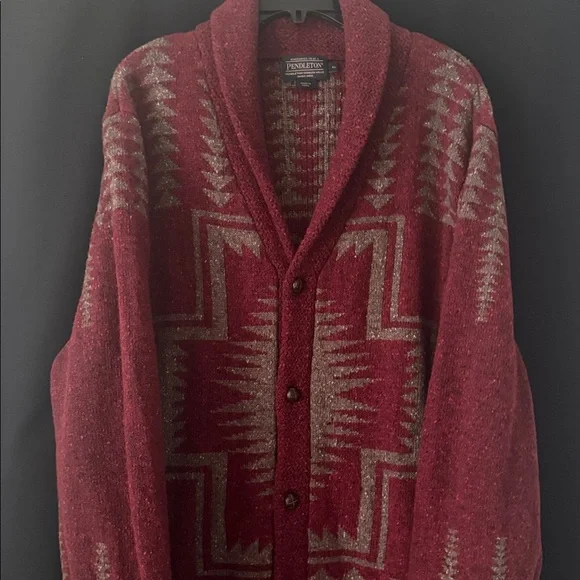 VTG PENDLETON Aztec Wool Shawl Neck Cardigan - Picture 3 of 7